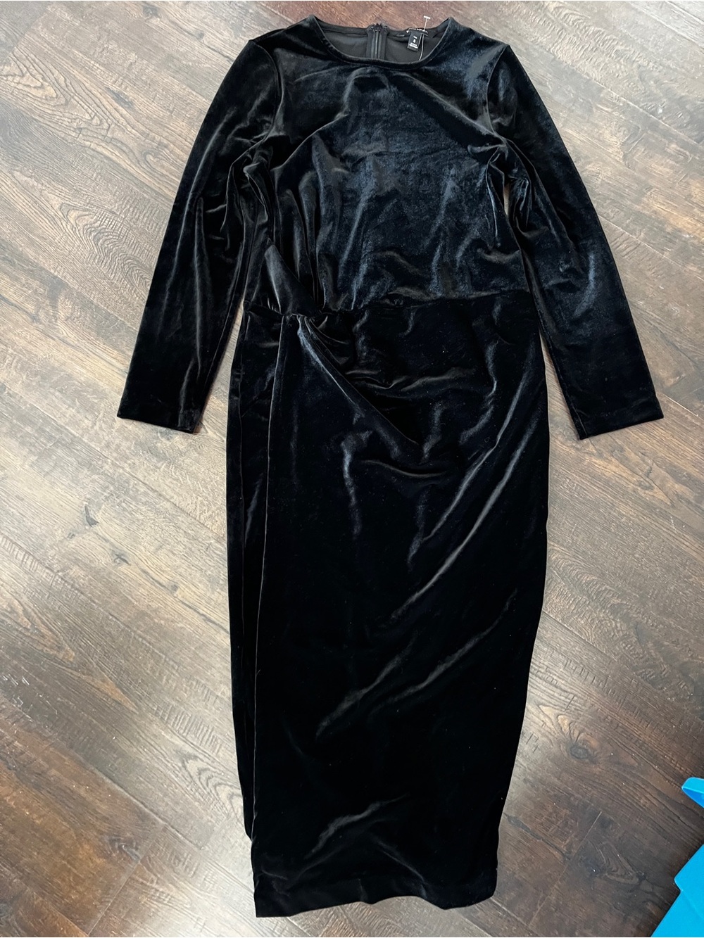 Banana Republic Black Velvet Long Sleeve Midi Dress